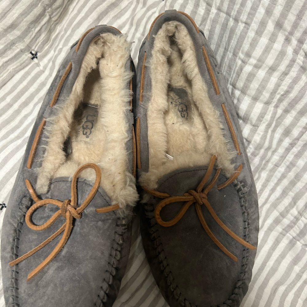 Grey ugg moccasin slippers